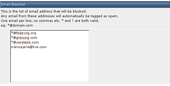 Email Blacklist Email Blacklist